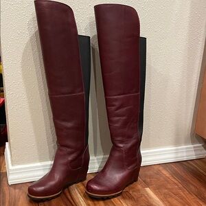 Sorel Fiona style Maroon and Black Over the Knee Boots